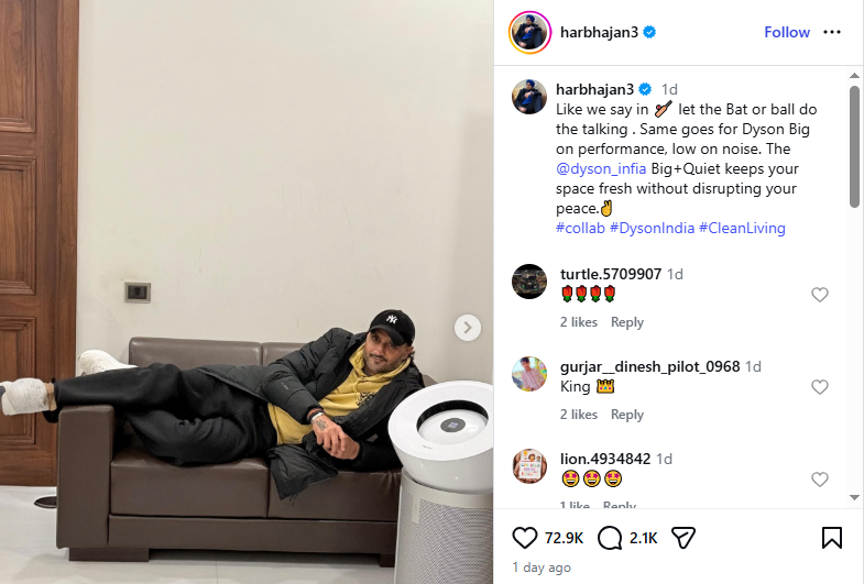 Harbhajan Singh Promotes Dyson Air Purifier