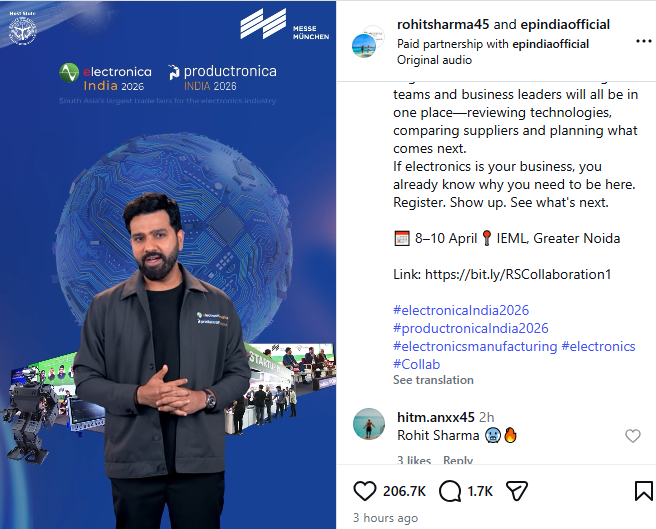 Rohit Sharma Partners with Electronics India Expo