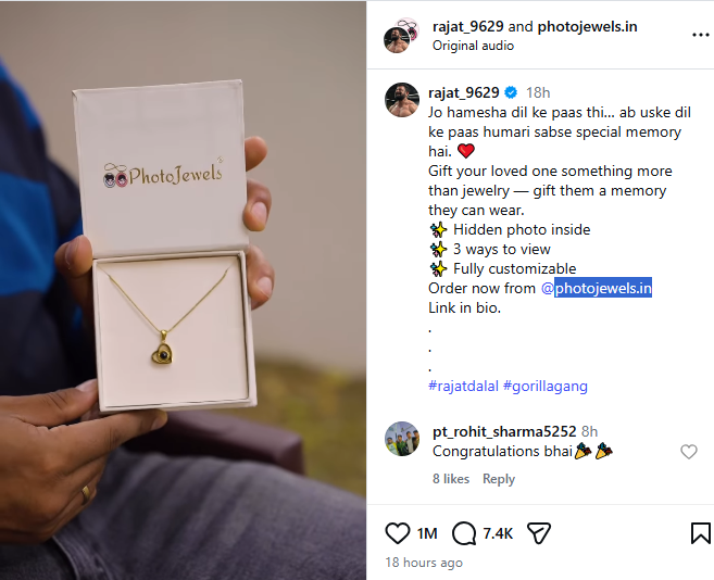 Rajat Dalal Promotes Photo Jewels Personalized Gifts