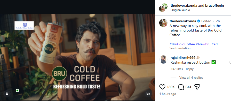 Vijay Deverakonda Partners with Bru Coffee
