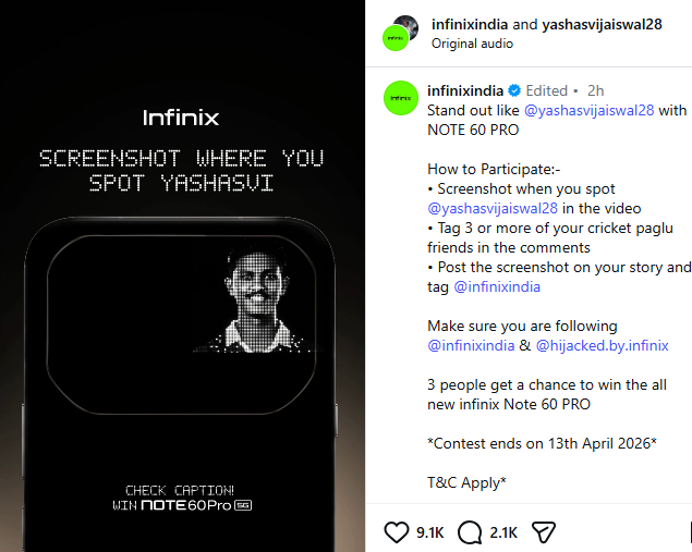 Yashasvi Jaiswal Collaborates with Infinix India
