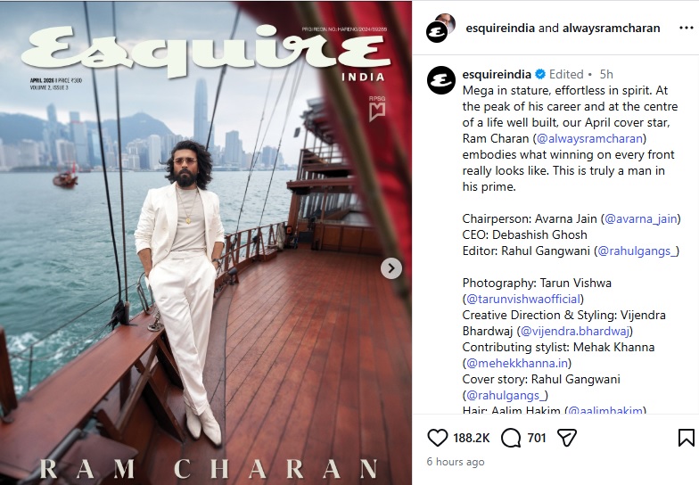 Ram Charan Featured on Esquire India Cover