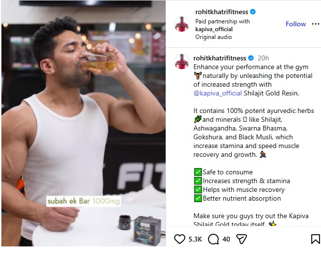 Rohit Khatri Promotes Kapiva Shilajit Gold Resin