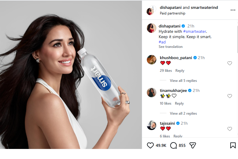 Disha Patani Promotes Coca-Cola’s Smartwater